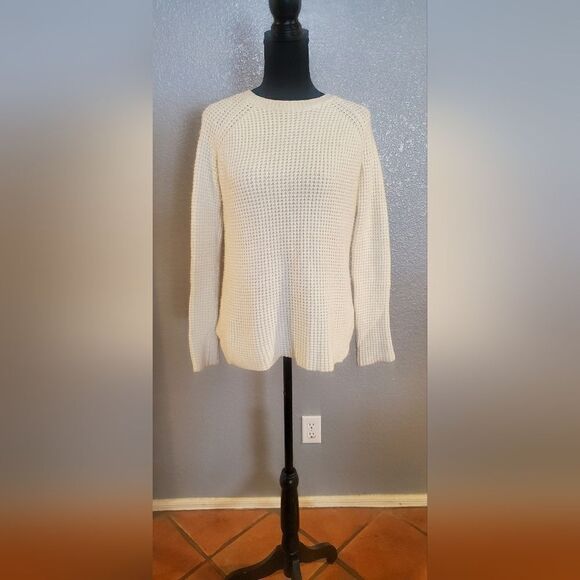 Marine Layer Delaney Pullover Waffle Knit Sweater Cream M - Picture 4 of 16